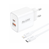 FONENG fali töltő EU52 PD 30W 1xUSB-C + 1xUSB QC3.0 + kábel USB-C - Lightning fehér - 0. kép