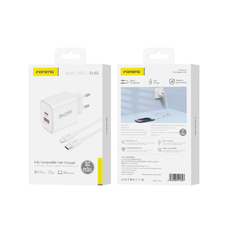 FONENG fali töltő EU52 PD 30W 1xUSB-C + 1xUSB QC3.0 + kábel USB-C - Lightning fehér
