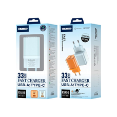 JELLICO fali töltő EU55 GaN PD 33W 1xUSB-C + 1xUSB QC3.0 Kék