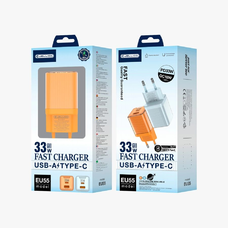 JELLICO fali töltő EU55 GaN PD 33W 1xUSB-C + 1xUSB QC3.0 Narancssárga