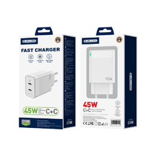 JELLICO hálózati töltő C106 GaN PD 45W 2xUSB-C fehér