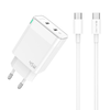 JELLICO fali töltő C106 GaN PD 45W 2xUSB-C + kábel USB-C - USB-C Fehér - 0. kép