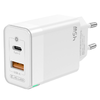 JELLICO hálózati töltő C107 GaN PD 45W 1xUSB-C + 1xUSB QC3.0 + kábel USB-C - Lightning Fehér - 1. kép