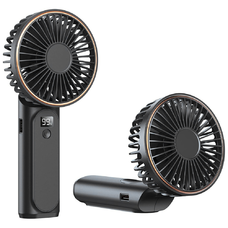  Techsuit - Prémium Mini Kézi Ventilátor (M12) - LED digitális kijelzővel, USB-C újratölthető, 6 szélsebesség, 5000mAh - Fekete