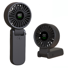  Techsuit - Prémium Mini Kézi Ventilátor (A10) - LED Digitális Kijelzővel, USB-C Újratölthető, 100 Szélsebesség, 5400RPM - Fekete