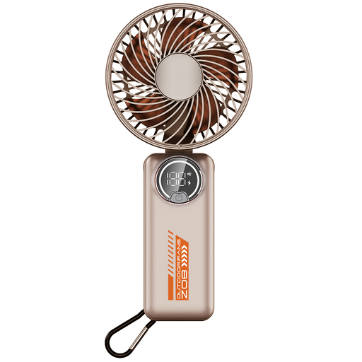  Techsuit - Prémium Mini Kézi Ventilátor (Z8) - LED Digitális Kijelzővel, USB-C Újratölthető, 3 Szélerősség, 2A, 3600mAh - Bézs