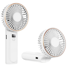  Techsuit - Prémium Mini Kézi Ventilátor (M12) - LED Digitális Kijelzővel, USB-C Újratölthető, 6 Szélerősségi Fokozat, 5000mAh - Fehér