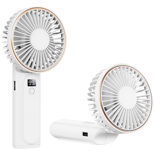  Techsuit - Prémium Mini Kézi Ventilátor (M12) - LED Digitális Kijelzővel, USB-C Újratölthető, 6 Szélerősségi Fokozat, 5000mAh - Fehér