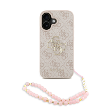 Guess PU 4G Fém Logós Pántos Tok iPhone 16 Pink tok