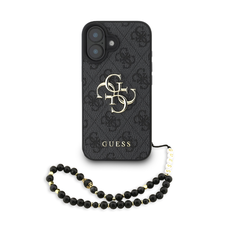 Guess PU 4G Metal Logo Szíjas tok iPhone 16 Fekete tok