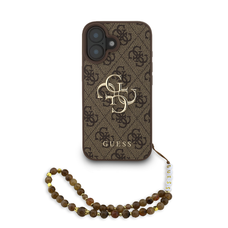 Guess PU 4G Metal Logo Strap tok iPhone 16 Barna
