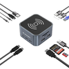 Hub USB-C 12 az 1-ben Wozinsky WHBC09Y8S multifunkcionális, vezeték nélküli töltési funkcióval, alumínium, 15 cm-es kábellel - szürke - 2. kép