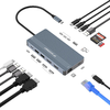 USB-C Hub 14 az 1-ben Wozinsky WDS03Y5S Multifunkcionális, Alumínium, 3 Monitorhoz, 15 cm-es Kábellel - Szürke - 0. kép