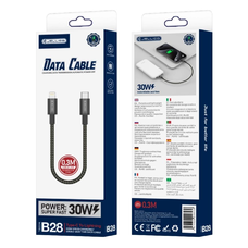 JELLICO kábel B28 USB-C - Lightning PD 30W 0.3M Fekete