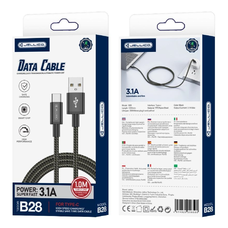JELLICO kábel B28 USB-C 3.1A 1M Fekete