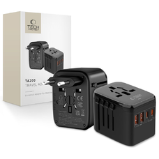 Tech-protect Ta200 Utazó Adapter Eu / Egyesült Királyság / Usa / Au Fekete