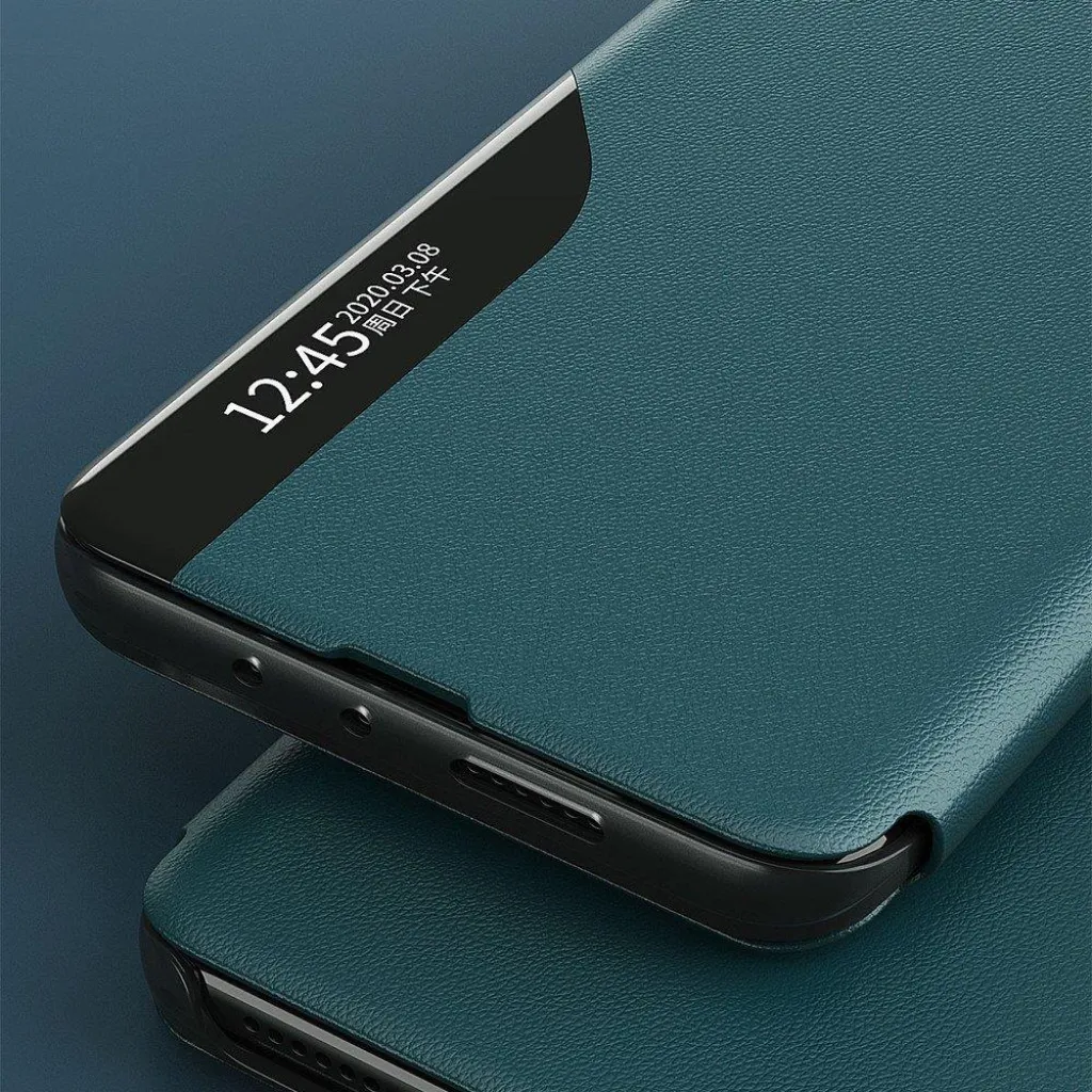 Huawei P40 Lite E zöld Eco Leather View Case intelligens fliptok - 9