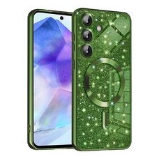 Techsuit - Luxus Lesklý MagSafe - Samsung Galaxy A55 5G - Tmavozelené puzdro