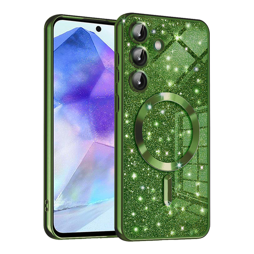  Techsuit - Luxus Csillogó MagSafe - Samsung Galaxy A55 5G - Mélyzöld tok