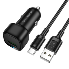 Borofone autós töltő BZ34 Cloud - USB - QC 3.0 18W Type C kábellel fekete
