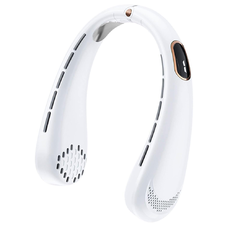 Techsuit - Nyakventilátor (H6) - Hordozható, USB, Újratölthető, Állítható, Digitális Kijelző - Fehér