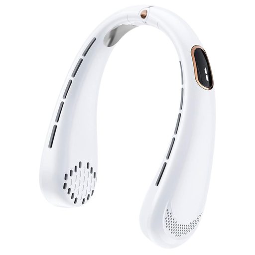  Techsuit - Nyakventilátor (H6) - Hordozható, USB, Újratölthető, Állítható, Digitális Kijelző - Fehér