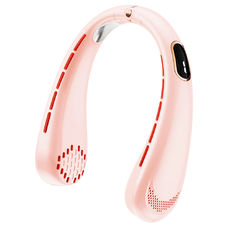 Techsuit - Nyakventilátor (H6) - Hordozható, USB-s, Újratölthető, Állítható, Digitális Kijelző - Rózsaszín