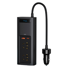  Baseus - Autós inverter (CRNBQ-A01) - USB, Type-C, CN/EU csatlakozó, digitális kijelző, 220V, 150W - Fekete