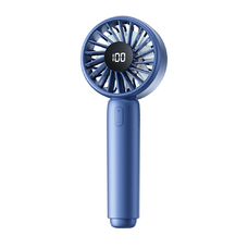 Techsuit - Mini hordozható kézi ventilátor (CT-110) - LED digitális kijelzővel, USB újratölthető, nagy sebesség - Kék