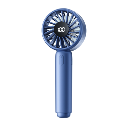 Techsuit - Mini hordozható kézi ventilátor (CT-110) - LED digitális kijelzővel, USB újratölthető, nagy sebesség - Kék