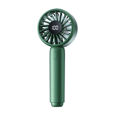 Techsuit - Mini Hordozható Kézi Ventilátor (CT-110) - LED Digitális Kijelzővel, USB Újratölthető, Nagy Sebességű - Zöld