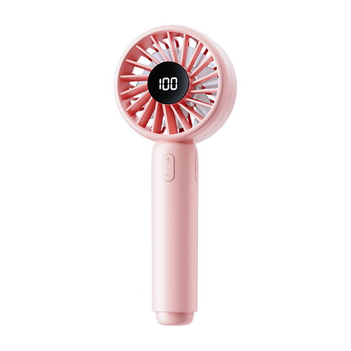  Techsuit - Mini Hordozható Kézi Ventilátor (CT-110) - LED Digitális Kijelzővel, USB Újratölthető, Nagy Sebesség - Rózsaszín