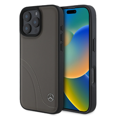 Mercedes Ívelt Varrások Bőr Tok iPhone 16 Pro-hoz Barna