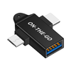  Techsuit - OTG Adapter AluCoreX (A15) - 3 az 1-ben, USB-ről Micro-USB-re + Type-C, Csatlakoztat és Játszik, Alumínium Ötvözet - Fekete - 0. kép