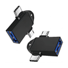  Techsuit - OTG Adapter AluCoreX (A15) - 3 az 1-ben, USB-ről Micro-USB-re + Type-C, Csatlakoztat és Játszik, Alumínium Ötvözet - Fekete - 2. kép