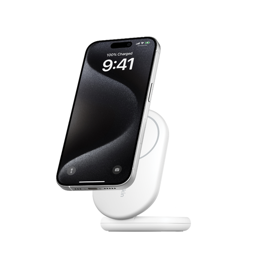 Belkin BOOSTCHARGE Qi2 15W mágneses állvány - fehér tok,