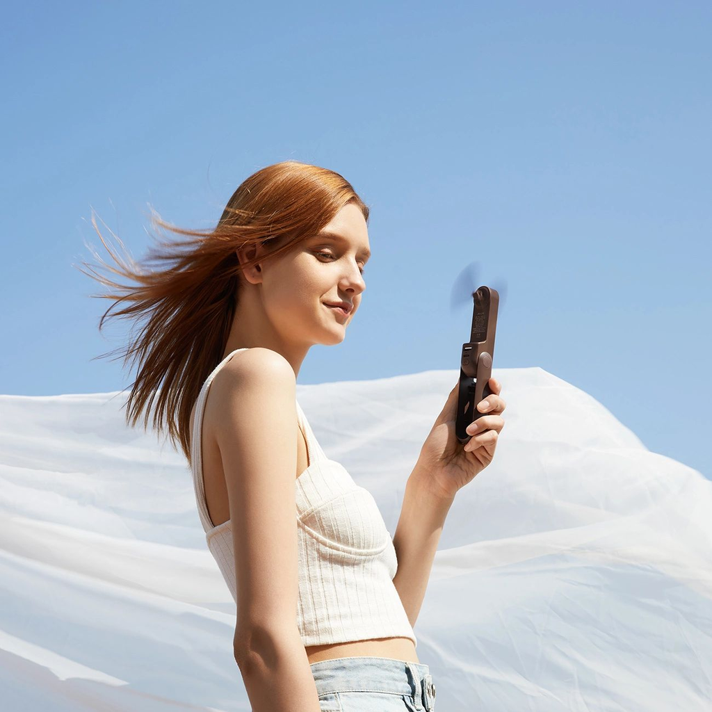 Jisulife Kézi Ventilátor Life8 Plus Hordozható USB Ventilátor Power Bankkal és Zseblámpával - Barna - 7