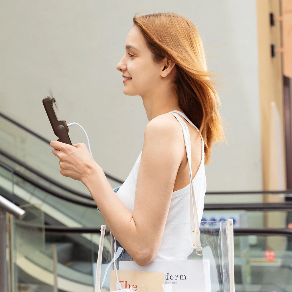 Jisulife Kézi Ventilátor Life8 Plus Hordozható USB Ventilátor Power Bankkal és Zseblámpával - Barna - 9