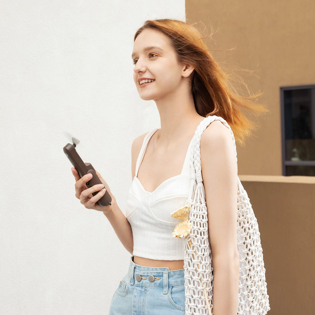 Jisulife Kézi Ventilátor Life8 Plus Hordozható USB Ventilátor Power Bankkal és Zseblámpával - Barna - 10