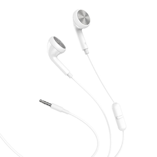 HOCO vezetékes fülhallgató Jack 3,5 mm mikrofonnal M73 fehér