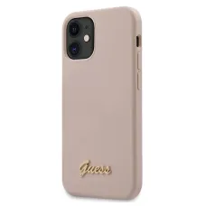 iPhone 12 mini Guess GUHCP12SLSLMGLP Metal Logo szilikon tok pink