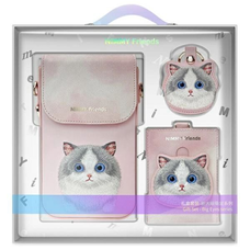 Nimmy Big Eyed Pet 2.0 Macskás 3 az 1-ben Telefon Táska + Pénztárca + Tracker Tok - Rózsaszín