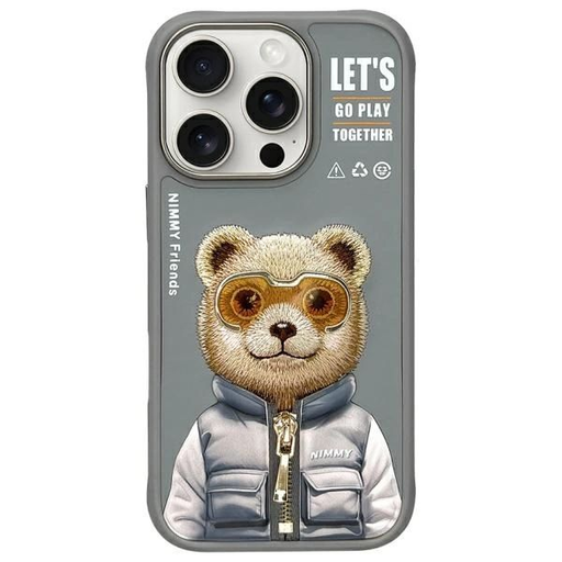 Nimmy Cool&Cute 2.0 Bear tok iPhone 16 Pro Max-hoz - Szürke Nimmy Cool&Cute 2.0 Bear tok iPhone 16 Pro Max-hoz - Szürke