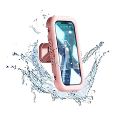  Techsuit - Telefontartó (LC-999) - Falra szerelhető tok, páramentes, kihúzható, állítható, vízálló, 4-7 colos telefonokhoz - Rózsaszín