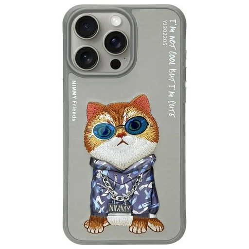 Nimmy Glasses Cool Cat tok iPhone 15 Pro Max - Szürke Nimmy Glasses Cool Cat tok iPhone 15 Pro Max - Szürke