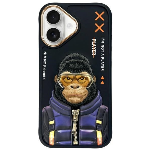 Nimmy Cool&Cute 2.0 Monkey tok iPhone 16 - fekete Nimmy Cool&Cute 2.0 Monkey tok iPhone 16 - fekete
