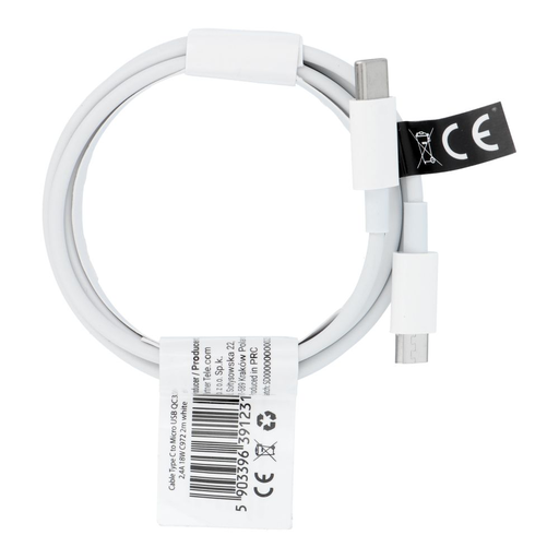 USB C - Micro USB kábel QC3.0 2,4A 18W C972 2 m fehér