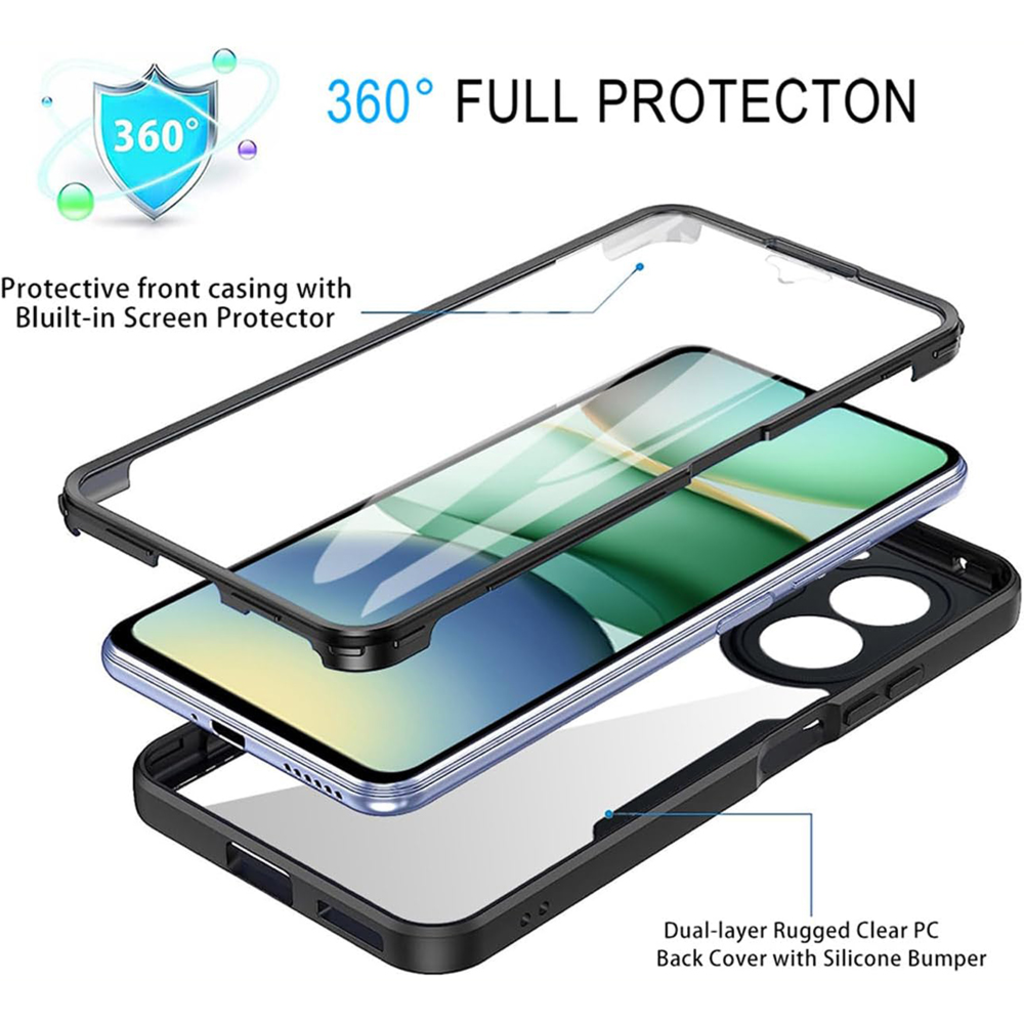  Techsuit - ColorVerse 360 Sorozat + Képernyővédő - Xiaomi Redmi A5 4G (Regionális) - Fekete tok - 5