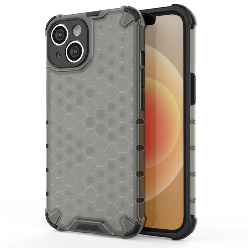 Honeycomb tok iPhone 14-hez, páncélozott hibrid borítás fekete