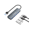 USB-A Hub Wozinsky WHS080YSS 4 x USB-A 3.0 egyedi kapcsolókkal, alumínium, 30 cm-es kábel - szürke - 1. kép